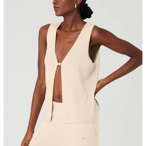 ALO Yoga Knit Salana Tank in shade Macadamia - Picture 2 of 11